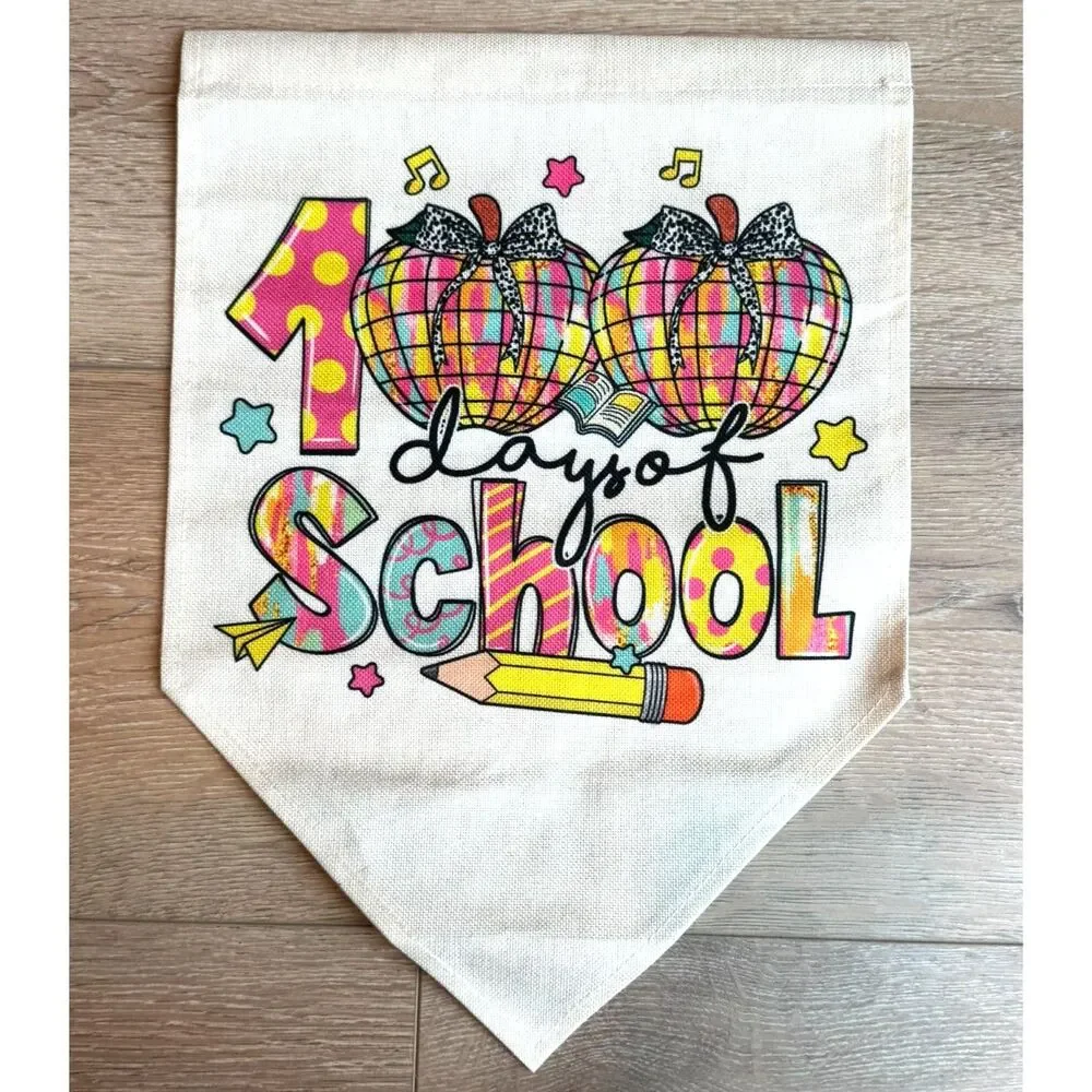 100 Days of School Flag Great Teacher Gift Colorful Elementary Classroom Decor!